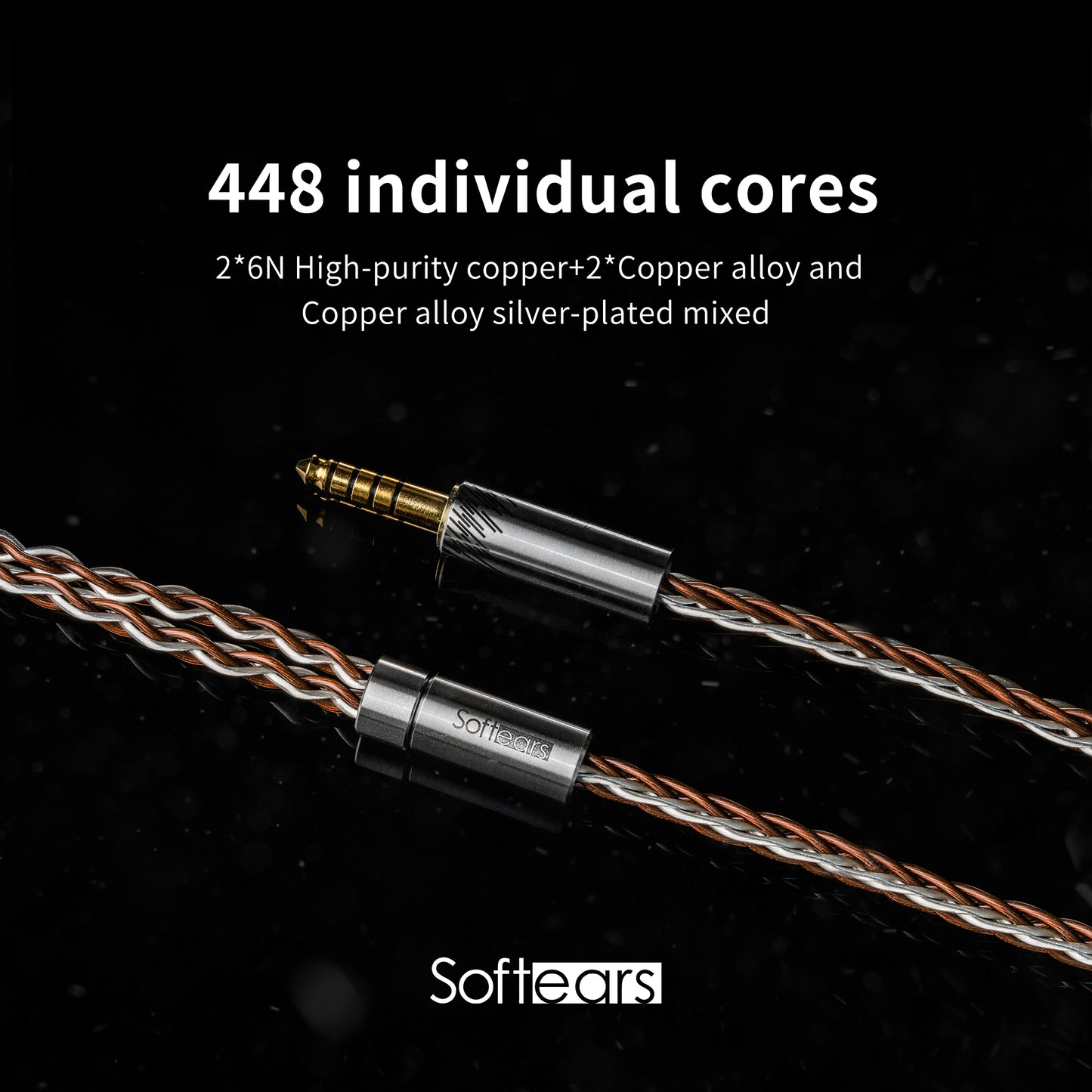 Softears tempest earsphone upgrade cable 4.4mm balanced port 2pin0.78 needle high-purity copper + copper alloy + copper alloy silver-plated 8-strand braid